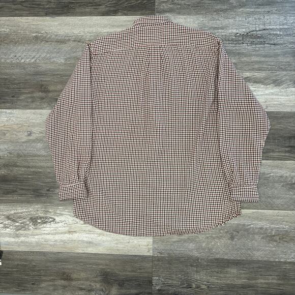 Eddie Bauer Red White Mens L Tall Woven Gingham Check Woven Flannel Shirt - Picture 3 of 10